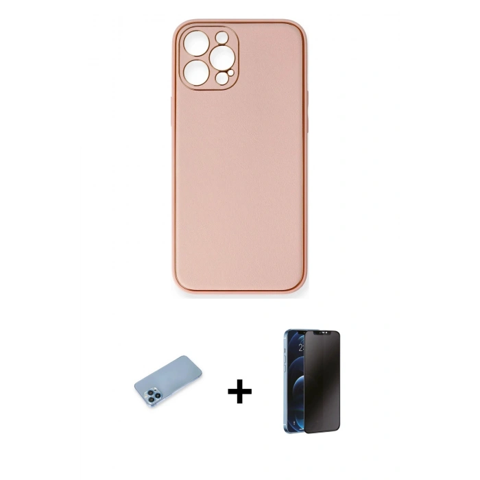 MARSİLYAN™- iPhone 12 Pro Max Kılıf Yadigar Klasik - Siyah 3D Antistatik Hayalet Cam Ekran Koruyucu + Shine Kamera Lens Koruma Cam - MI