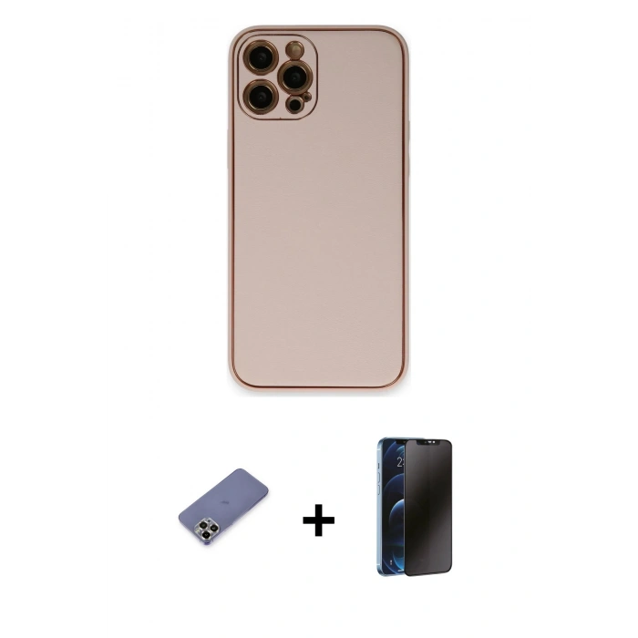 MARSİLYAN™- iPhone 12 Pro Max Kılıf Yadigar Klasik - Siyah 3D Antistatik Hayalet Cam Ekran Koruyucu + Metal Kamera Lens Koruma Cam - GD