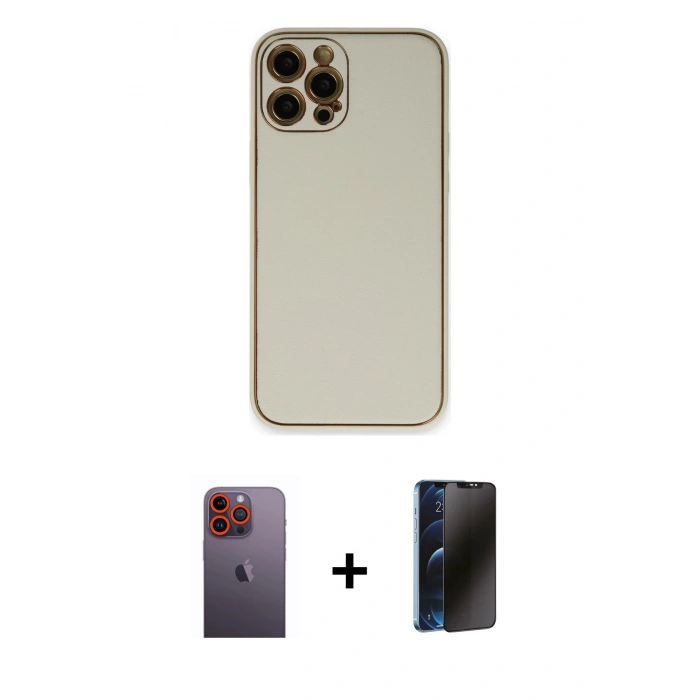 MARSİLYAN™- iPhone 12 Pro Max Kılıf Yadigar Klasik - Siyah 3D Antistatik Hayalet Cam Ekran Koruyucu + Neon Fosforlu Kamera Lens - TU