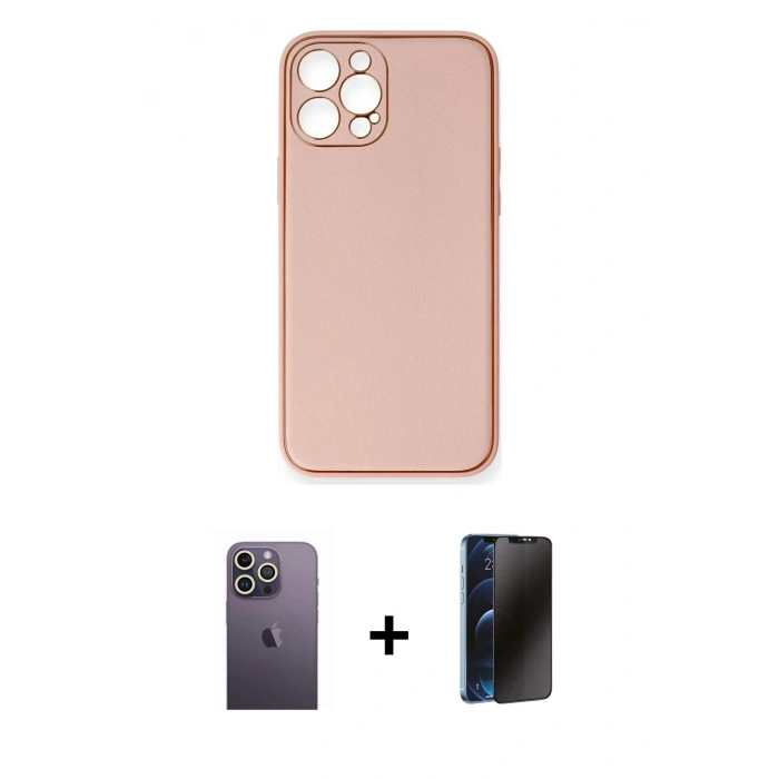 MARSİLYAN™- iPhone 12 Pro Max Kılıf Yadigar Klasik - Siyah 3D Antistatik Hayalet Cam Ekran Koruyucu + Neon Fosforlu Kamera Lens - BZ