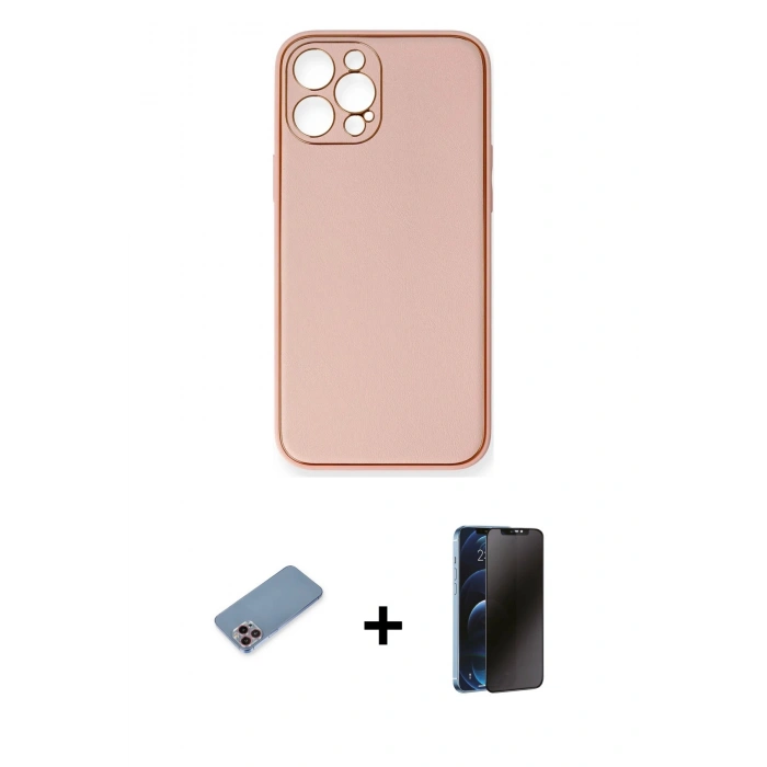 MARSİLYAN™- iPhone 12 Pro Max Kılıf Yadigar Klasik - Siyah 3D Antistatik Hayalet Cam Ekran Koruyucu + Shine Kamera Lens Koruma Cam - PE