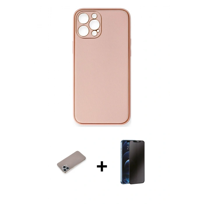 MARSİLYAN™- iPhone 12 Pro Max Kılıf Yadigar Klasik - Siyah 3D Antistatik Hayalet Cam Ekran Koruyucu + Shine Kamera Lens Koruma Cam - SABE