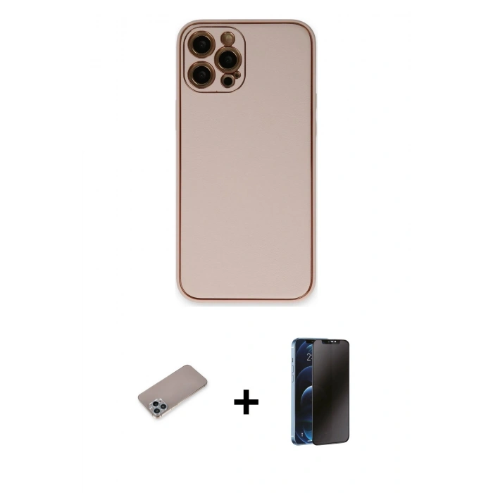 MARSİLYAN™- iPhone 12 Pro Max Kılıf Yadigar Klasik - Siyah 3D Antistatik Hayalet Cam Ekran Koruyucu + Shine Kamera Lens Koruma Cam - SABE