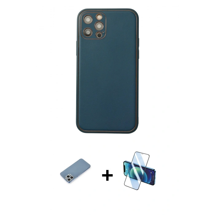 MARSİLYAN™- iPhone 12 Pro Max Kılıf Yadigar Klasik - Siyah 3D Antistatik Seramik Nano Ekran Koruyucu + Shine Kamera Lens Koruma Cam - GS