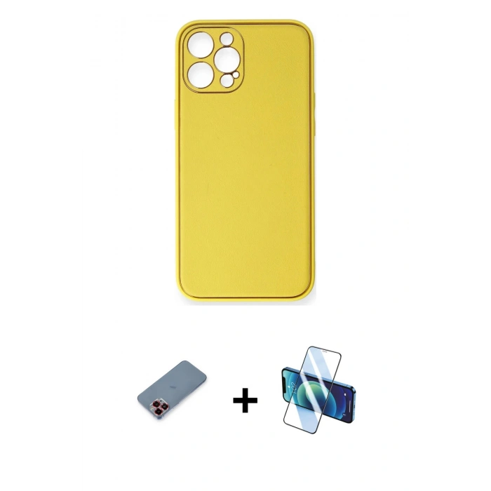 MARSİLYAN™- iPhone 12 Pro Max Kılıf Yadigar Klasik - Siyah 3D Antistatik Seramik Nano Ekran Koruyucu + Kırmızı Metal Kamera Lens Koruma Cam