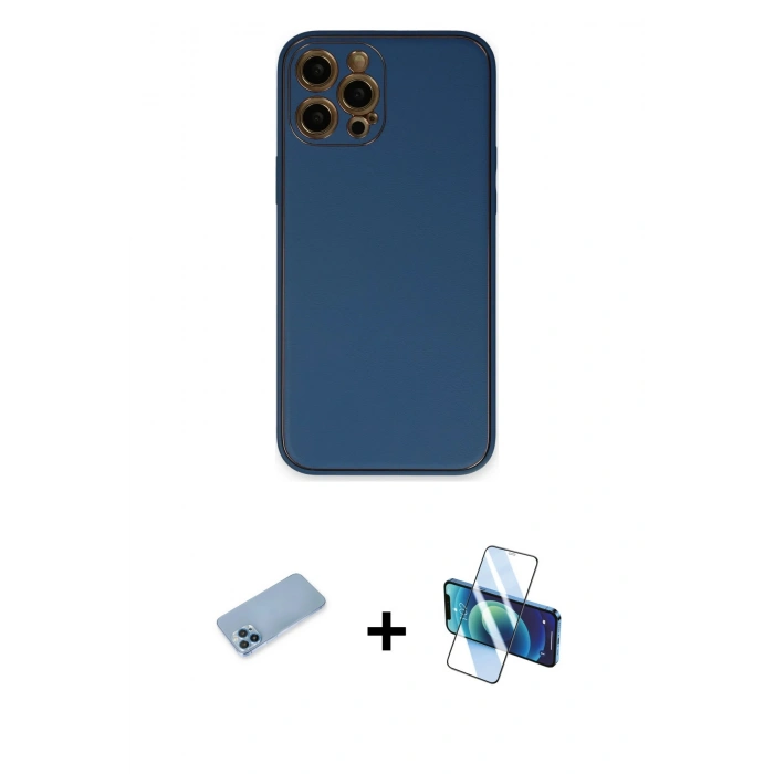 MARSİLYAN™- iPhone 12 Pro Max Kılıf Yadigar Klasik - Siyah 3D Antistatik Seramik Nano Ekran Koruyucu + Shine Kamera Lens Koruma Cam - MI