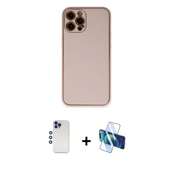 MARSİLYAN™- iPhone 12 Pro Max Kılıf Yadigar Klasik - Siyah 3D Antistatik Seramik Nano Ekran Koruyucu + Shine Kamera Lens - LT