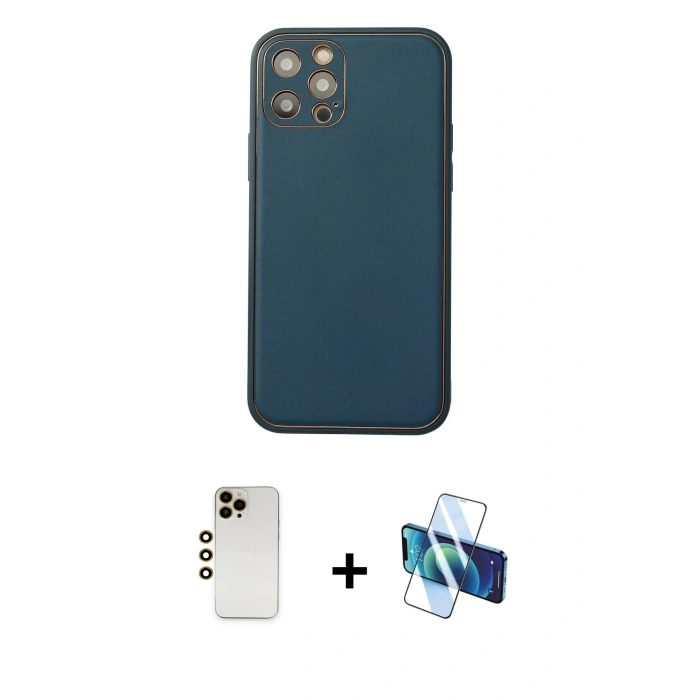 MARSİLYAN™- iPhone 12 Pro Max Kılıf Yadigar Klasik - Siyah 3D Antistatik Seramik Nano Ekran Koruyucu + Shine Kamera Lens - GD