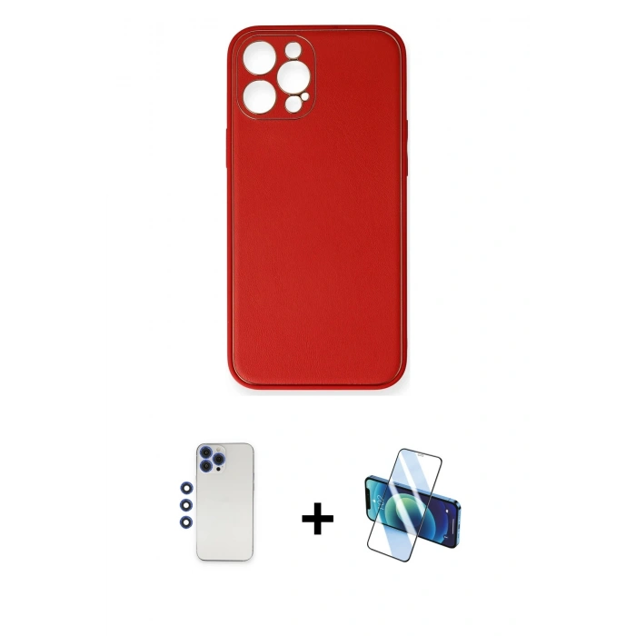 MARSİLYAN™- iPhone 12 Pro Max Kılıf Yadigar Klasik - Siyah 3D Antistatik Seramik Nano Ekran Koruyucu + Shine Kamera Lens - LT