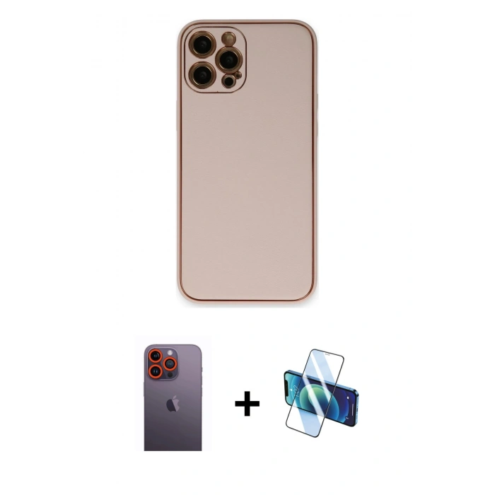 MARSİLYAN™- iPhone 12 Pro Max Kılıf Yadigar Klasik - Siyah 3D Antistatik Seramik Nano Ekran Koruyucu + Neon Fosforlu Kamera Lens - TU