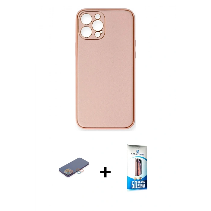 MARSİLYAN™- iPhone 12 Pro Max Kılıf Yadigar Klasik - Siyah 5D Eko Cam Ekran Koruyucu + Renkli Kamera Lens Koruma Cam - PE