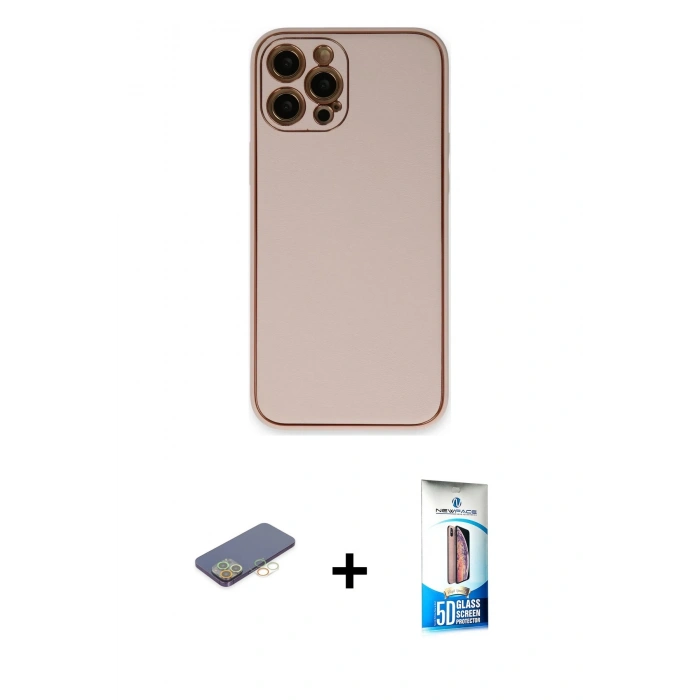 MARSİLYAN™- iPhone 12 Pro Max Kılıf Yadigar Klasik - Siyah 5D Eko Cam Ekran Koruyucu + Renkli Kamera Lens Koruma Cam - SI