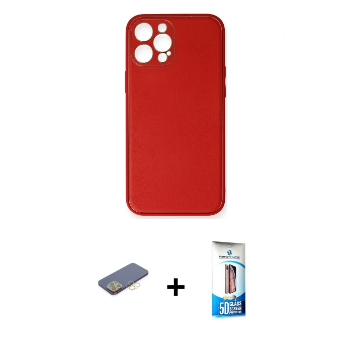 MARSİLYAN™- iPhone 12 Pro Max Kılıf Yadigar Klasik - Siyah 5D Eko Cam Ekran Koruyucu + Renkli Kamera Lens Koruma Cam - SI