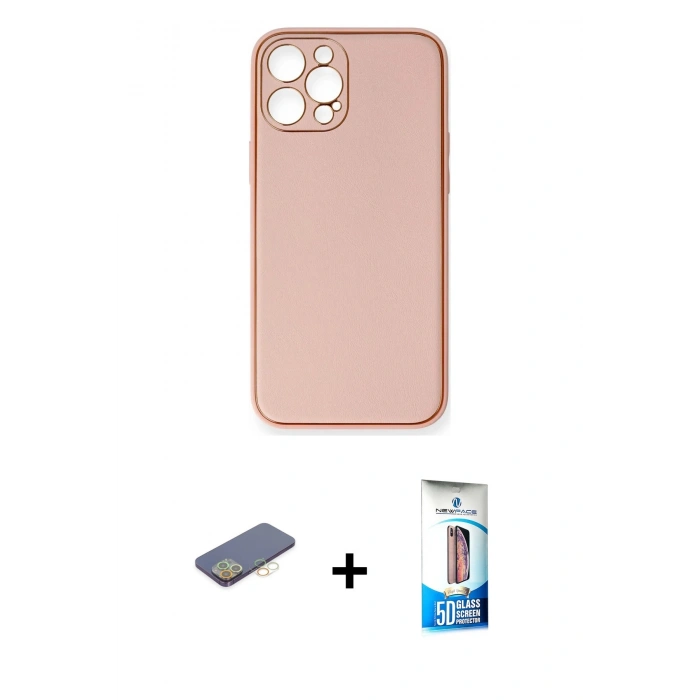 MARSİLYAN™- iPhone 12 Pro Max Kılıf Yadigar Klasik - Siyah 5D Eko Cam Ekran Koruyucu + Renkli Kamera Lens Koruma Cam - SI