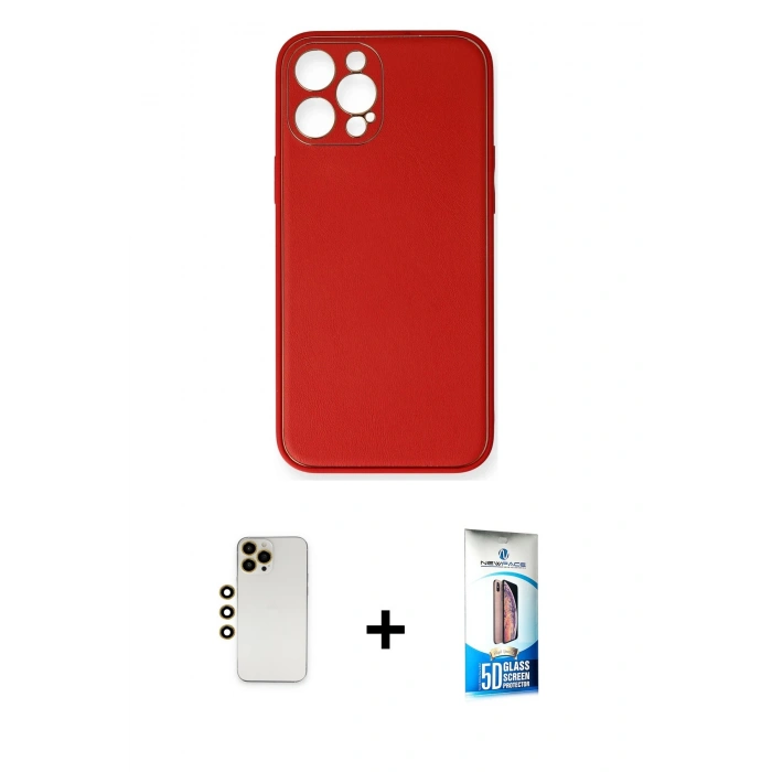 MARSİLYAN™- iPhone 12 Pro Max Kılıf Yadigar Klasik - Siyah 5D Eko Cam Ekran Koruyucu + Shine Kamera Lens - GD