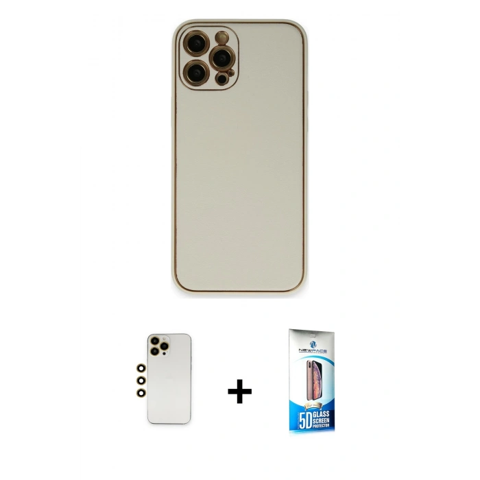 MARSİLYAN™- iPhone 12 Pro Max Kılıf Yadigar Klasik - Siyah 5D Eko Cam Ekran Koruyucu + Shine Kamera Lens - GD