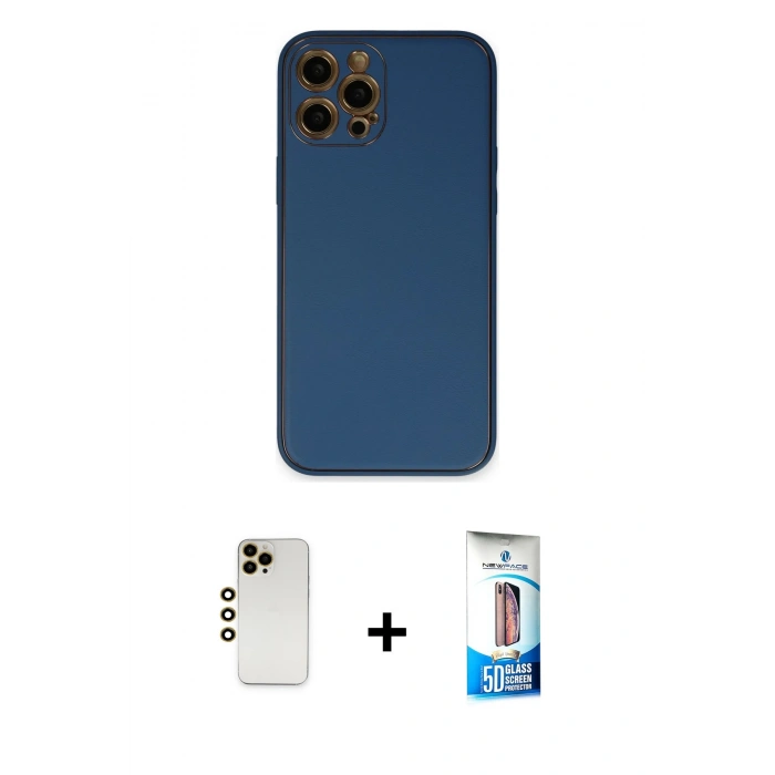 MARSİLYAN™- iPhone 12 Pro Max Kılıf Yadigar Klasik - Siyah 5D Eko Cam Ekran Koruyucu + Shine Kamera Lens - GD