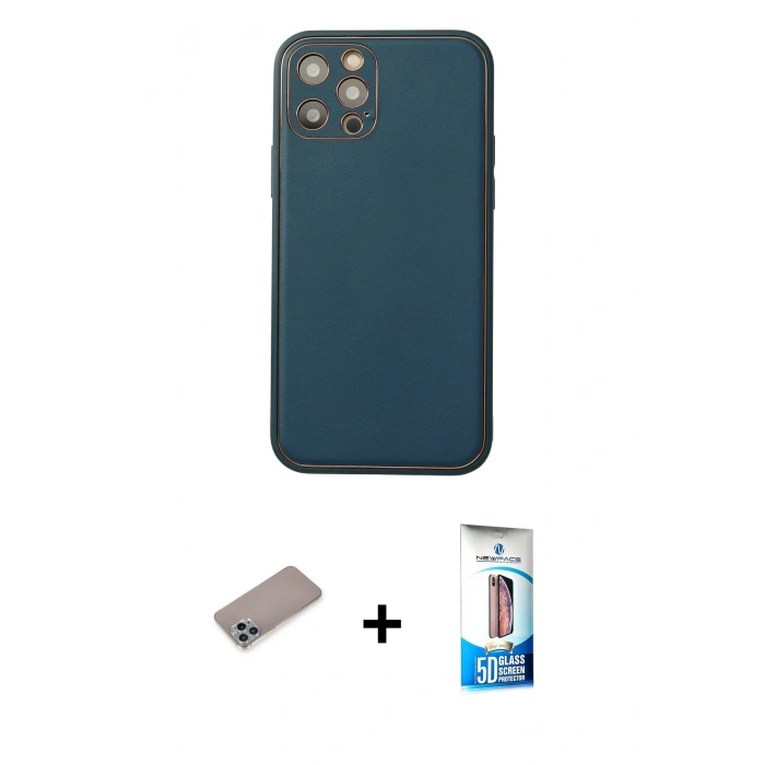 MARSİLYAN™- iPhone 12 Pro Max Kılıf Yadigar Klasik - Siyah 5D Eko Cam Ekran Koruyucu + Shine Kamera Lens Koruma Cam - SABE