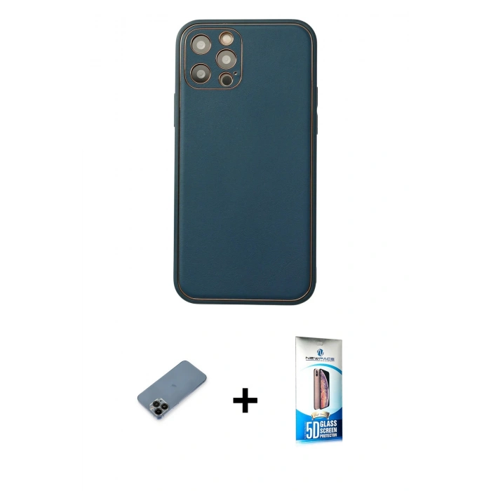 MARSİLYAN™- iPhone 12 Pro Max Kılıf Yadigar Klasik - Siyah 5D Eko Cam Ekran Koruyucu + Shine Kamera Lens Koruma Cam - SH