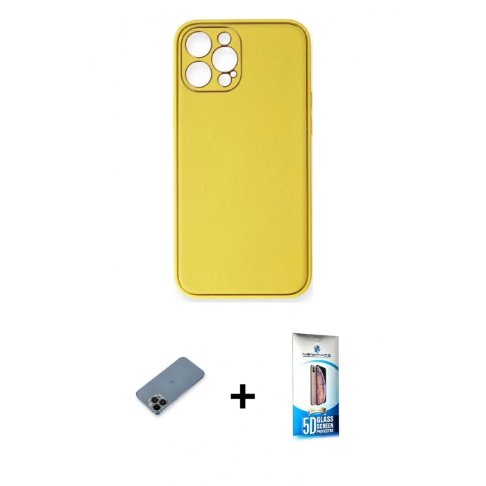 MARSİLYAN™- iPhone 12 Pro Max Kılıf Yadigar Klasik - Siyah 5D Eko Cam Ekran Koruyucu + Shine Kamera Lens Koruma Cam - SH