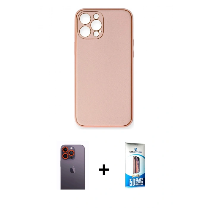 MARSİLYAN™- iPhone 12 Pro Max Kılıf Yadigar Klasik - Siyah 5D Eko Cam Ekran Koruyucu + Neon Fosforlu Kamera Lens - TU