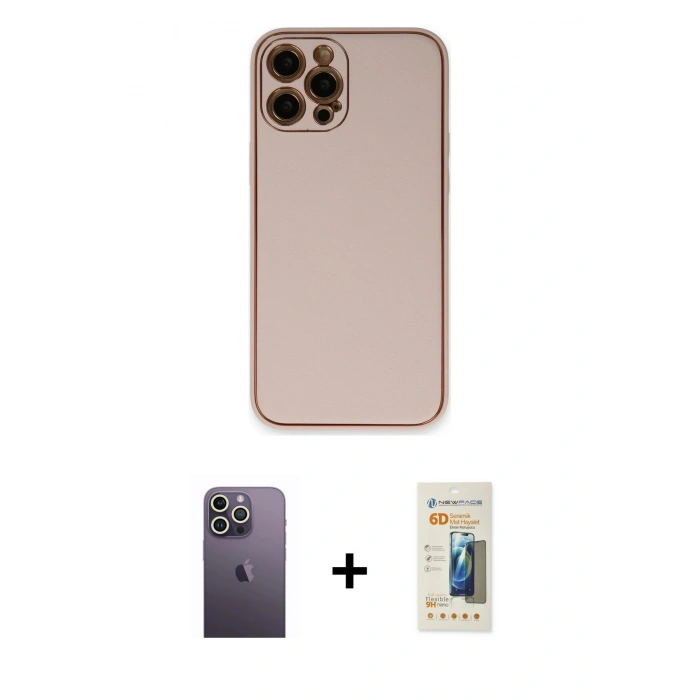 MARSİLYAN™- iPhone 12 Pro Max Kılıf Yadigar Klasik - Siyah 6D Mat Seramik Hayalet Nano Ekran Koruyucu + Neon Fosforlu Kamera Lens - BZ