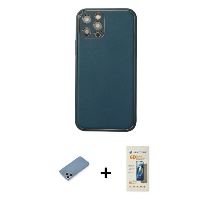 MARSİLYAN™- iPhone 12 Pro Max Kılıf Yadigar Klasik - Siyah 6D Mat Seramik Hayalet Nano Ekran Koruyucu + Shine Kamera Lens Koruma Cam - GS