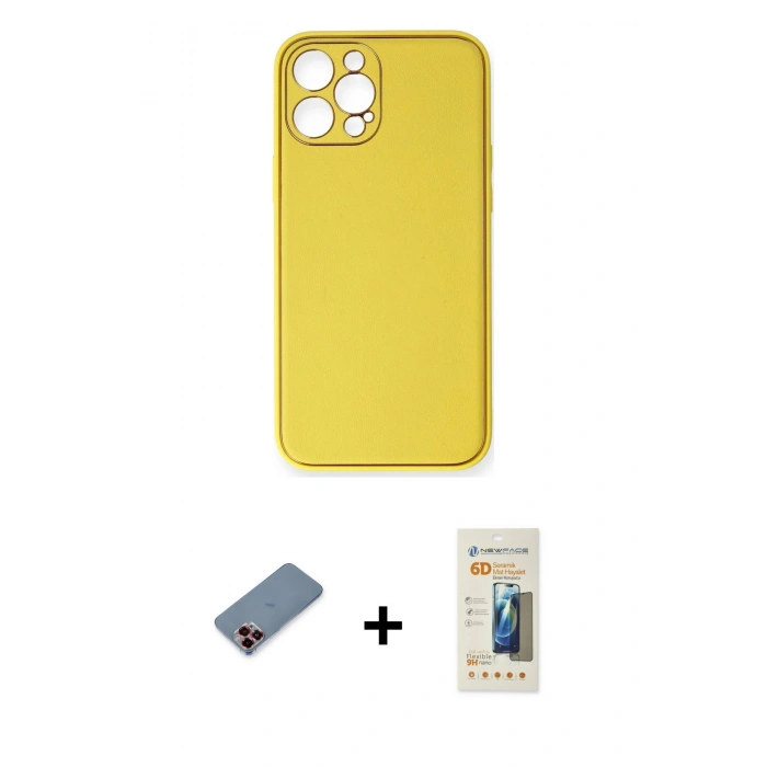 MARSİLYAN™- iPhone 12 Pro Max Kılıf Yadigar Klasik - Siyah 6D Mat Seramik Hayalet Nano Ekran Koruyucu + Metal Kamera Lens Koruma Cam - KI
