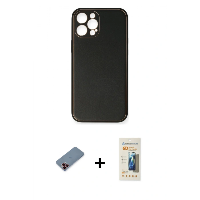 MARSİLYAN™- iPhone 12 Pro Max Kılıf Yadigar Klasik - Siyah 6D Mat Seramik Hayalet Nano Ekran Koruyucu + Metal Kamera Lens Koruma Cam - KI