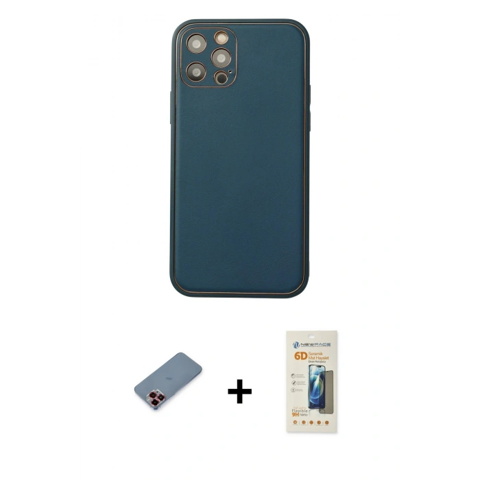 MARSİLYAN™- iPhone 12 Pro Max Kılıf Yadigar Klasik - Siyah 6D Mat Seramik Hayalet Nano Ekran Koruyucu + Metal Kamera Lens Koruma Cam - KI