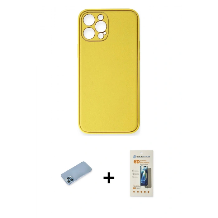 MARSİLYAN™- iPhone 12 Pro Max Kılıf Yadigar Klasik - Siyah 6D Mat Seramik Hayalet Nano Ekran Koruyucu + Mavi Shine Kamera Lens Koruma Cam