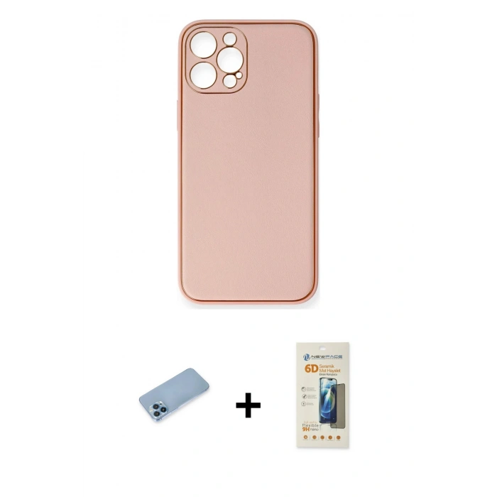 MARSİLYAN™- iPhone 12 Pro Max Kılıf Yadigar Klasik - Siyah 6D Mat Seramik Hayalet Nano Ekran Koruyucu + Mavi Shine Kamera Lens Koruma Cam