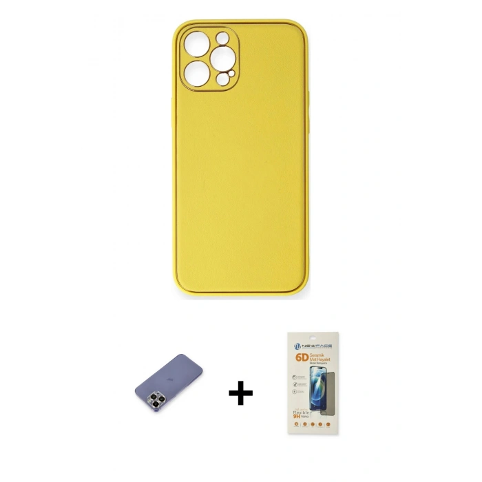 MARSİLYAN™- iPhone 12 Pro Max Kılıf Yadigar Klasik - Siyah 6D Mat Seramik Hayalet Nano Ekran Koruyucu + Metal Kamera Lens Koruma Cam - GD