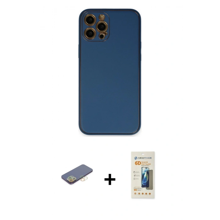 MARSİLYAN™- iPhone 12 Pro Max Kılıf Yadigar Klasik - Siyah 6D Mat Seramik Hayalet Nano Ekran Koruyucu + Renkli Kamera Lens Koruma Cam - SI