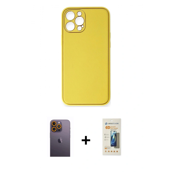 MARSİLYAN™- iPhone 12 Pro Max Kılıf Yadigar Klasik - Siyah 6D Mat Seramik Hayalet Nano Ekran Koruyucu + Neon Fosforlu Kamera Lens - SI