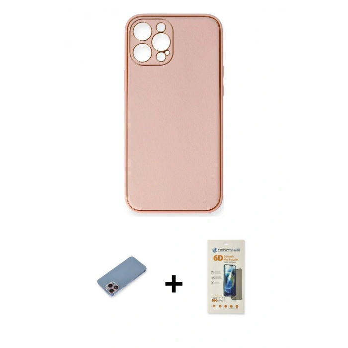 MARSİLYAN™- iPhone 12 Pro Max Kılıf Yadigar Klasik - Siyah 6D Mat Seramik Hayalet Nano Ekran Koruyucu + Shine Kamera Lens Koruma Cam - PE