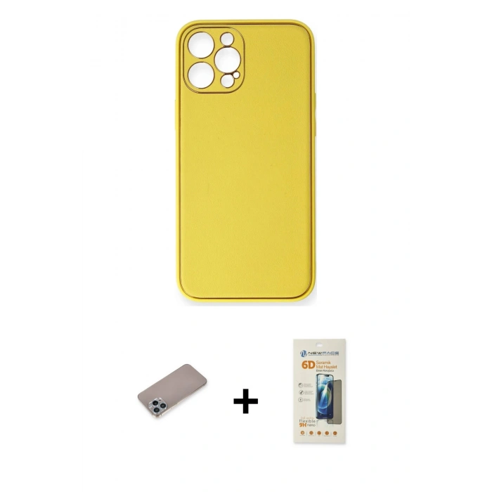 MARSİLYAN™- iPhone 12 Pro Max Kılıf Yadigar Klasik - Siyah 6D Mat Seramik Hayalet Nano Ekran Koruyucu + Shine Kamera Lens Koruma Cam - SABE