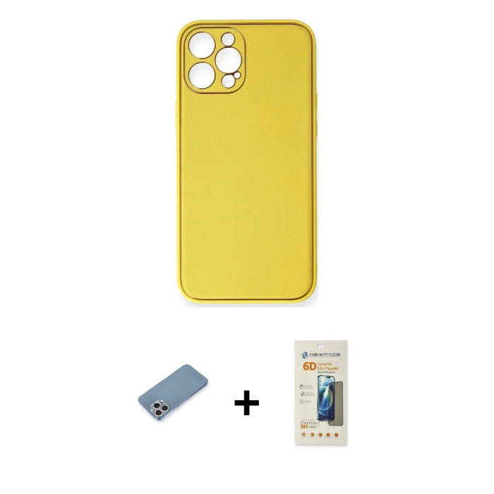MARSİLYAN™- iPhone 12 Pro Max Kılıf Yadigar Klasik - Siyah 6D Mat Seramik Hayalet Nano Ekran Koruyucu + Shine Kamera Lens Koruma Cam - GS
