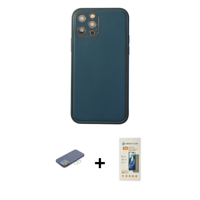 MARSİLYAN™- iPhone 12 Pro Max Kılıf Yadigar Klasik - Siyah 6D Mat Seramik Hayalet Nano Ekran Koruyucu + Renkli Kamera Lens Koruma Cam - YL