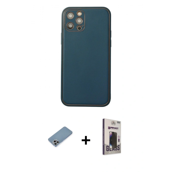 MARSİLYAN™- iPhone 12 Pro Max Kılıf Yadigar Klasik - Siyah Bilvis Hayalet Cam Ekran Koruyucu + Shine Kamera Lens Koruma Cam - GI