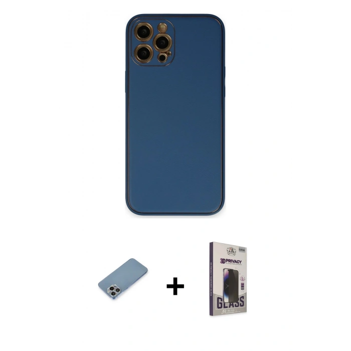 MARSİLYAN™- iPhone 12 Pro Max Kılıf Yadigar Klasik - Siyah Bilvis Hayalet Cam Ekran Koruyucu + Shine Kamera Lens Koruma Cam - GI