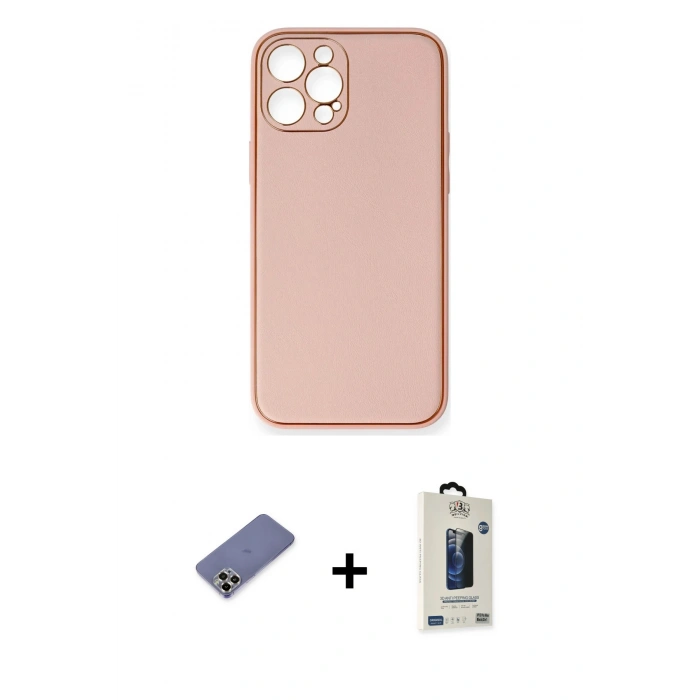 MARSİLYAN™- iPhone 12 Pro Max Kılıf Yadigar Klasik - Siyah Bilvis Hayalet Cam Ekran Koruyucu + Metal Kamera Lens Koruma Cam - GD