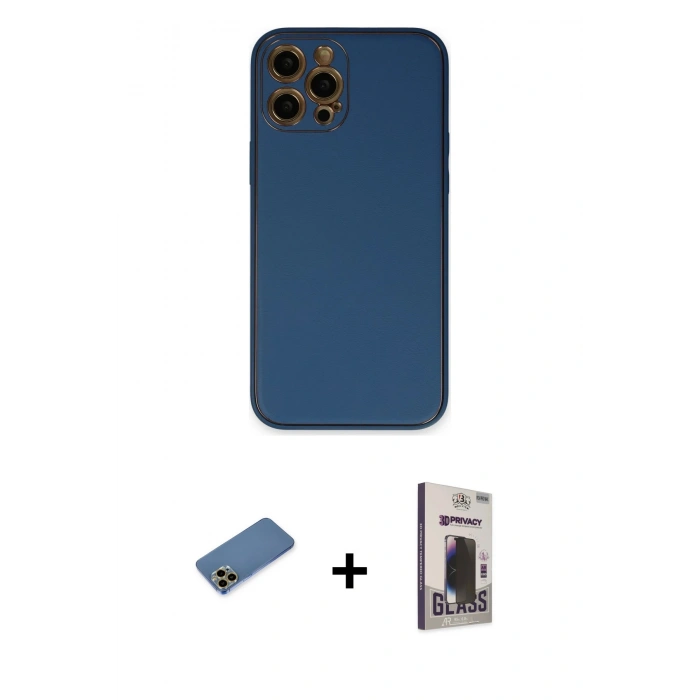 MARSİLYAN™- iPhone 12 Pro Max Kılıf Yadigar Klasik - Siyah Bilvis Hayalet Cam Ekran Koruyucu + Shine Kamera Lens Koruma Cam - GD