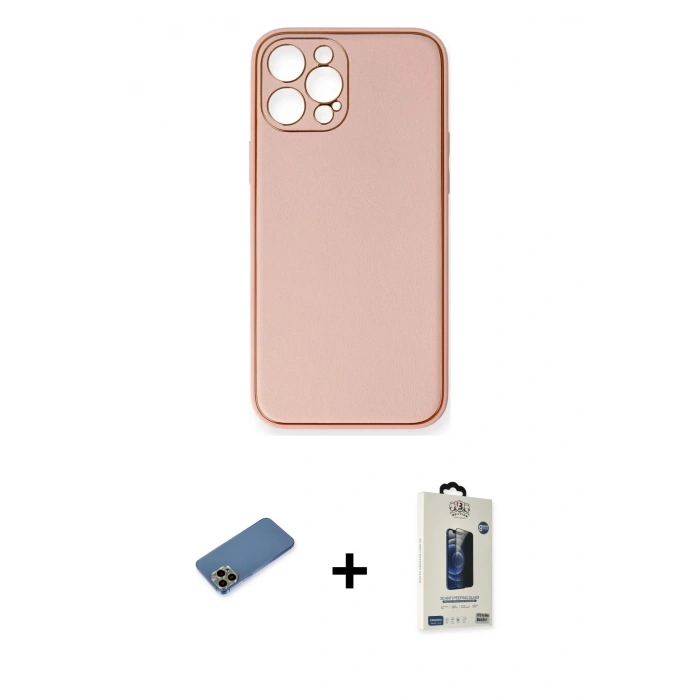 MARSİLYAN™- iPhone 12 Pro Max Kılıf Yadigar Klasik - Siyah Bilvis Hayalet Cam Ekran Koruyucu + Shine Kamera Lens Koruma Cam - GD