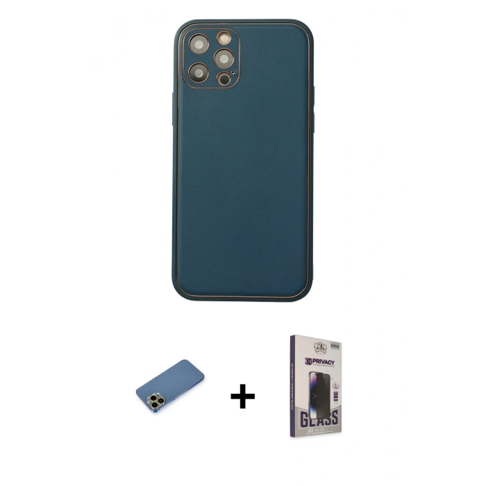 MARSİLYAN™- iPhone 12 Pro Max Kılıf Yadigar Klasik - Siyah Bilvis Hayalet Cam Ekran Koruyucu + Shine Kamera Lens Koruma Cam - GD