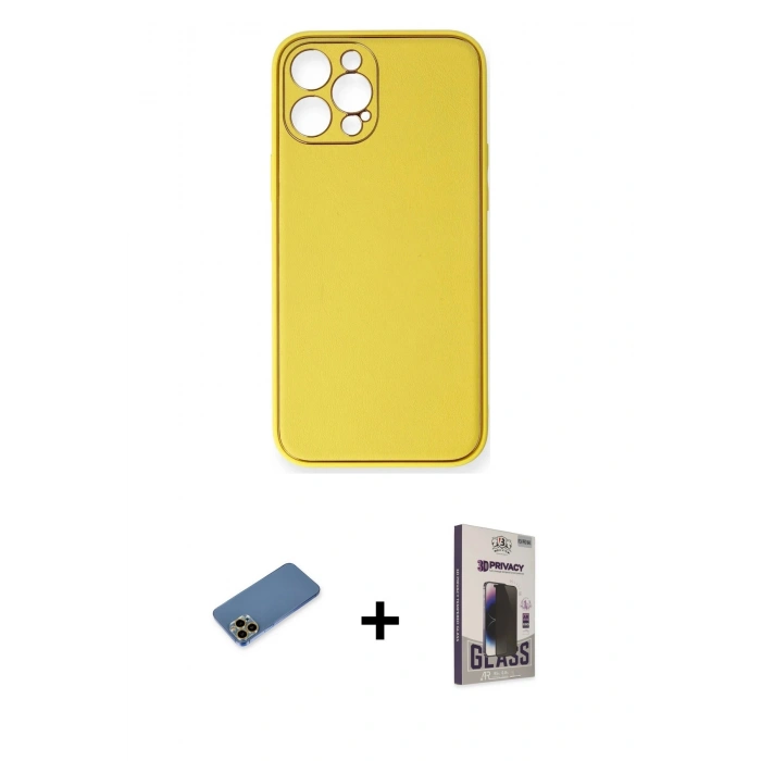 MARSİLYAN™- iPhone 12 Pro Max Kılıf Yadigar Klasik - Siyah Bilvis Hayalet Cam Ekran Koruyucu + Shine Kamera Lens Koruma Cam - GD