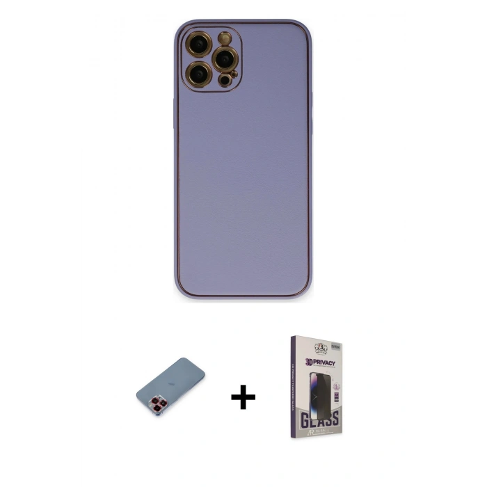 MARSİLYAN™- iPhone 12 Pro Max Kılıf Yadigar Klasik - Siyah Bilvis Hayalet Cam Ekran Koruyucu + Metal Kamera Lens Koruma Cam - KI