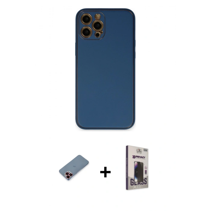 MARSİLYAN™- iPhone 12 Pro Max Kılıf Yadigar Klasik - Siyah Bilvis Hayalet Cam Ekran Koruyucu + Metal Kamera Lens Koruma Cam - KI