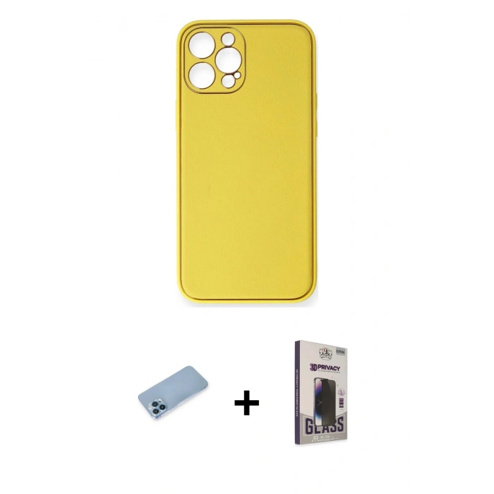 MARSİLYAN™- iPhone 12 Pro Max Kılıf Yadigar Klasik - Siyah Bilvis Hayalet Cam Ekran Koruyucu + Shine Kamera Lens Koruma Cam - MI