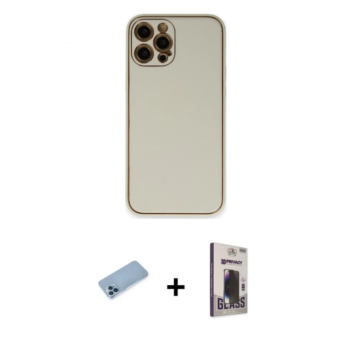 MARSİLYAN™- iPhone 12 Pro Max Kılıf Yadigar Klasik - Siyah Bilvis Hayalet Cam Ekran Koruyucu + Shine Kamera Lens Koruma Cam - MI